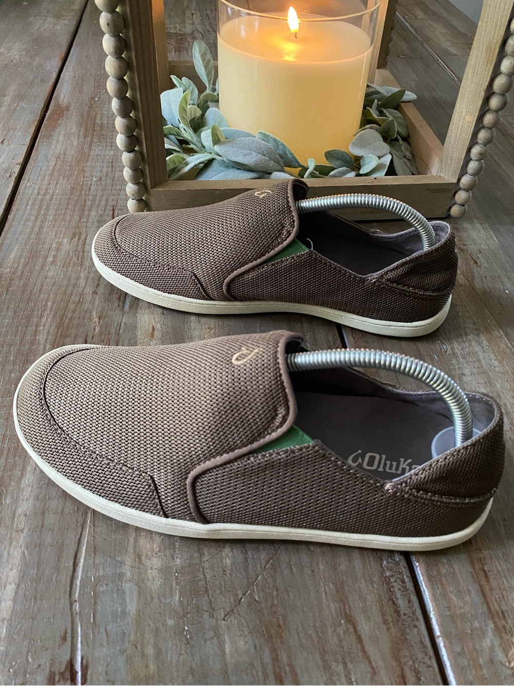 OluKai Nohea Mesh Shoes Slip on Loafers Mustang Lime Peel Mens 8.5 - Picture 10 of 16